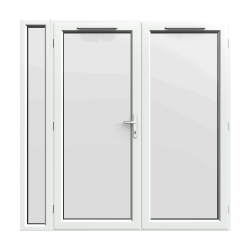 2090mm x 2090mm - White uPVC French Doors with Narrow Side Panel
